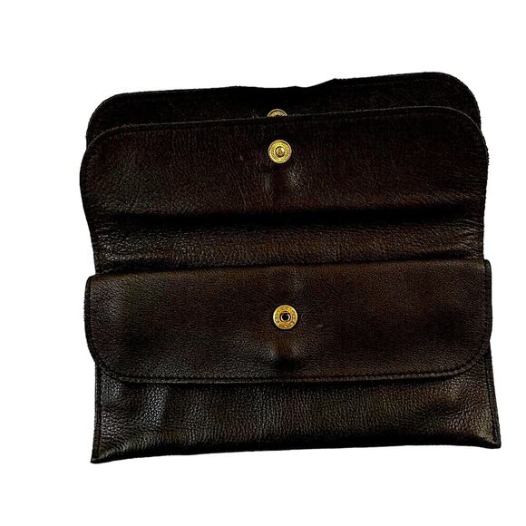 Vintage Y2K Linea Pelle 3 Section Black Leather Clutch - Mint - Picture 3 of 9